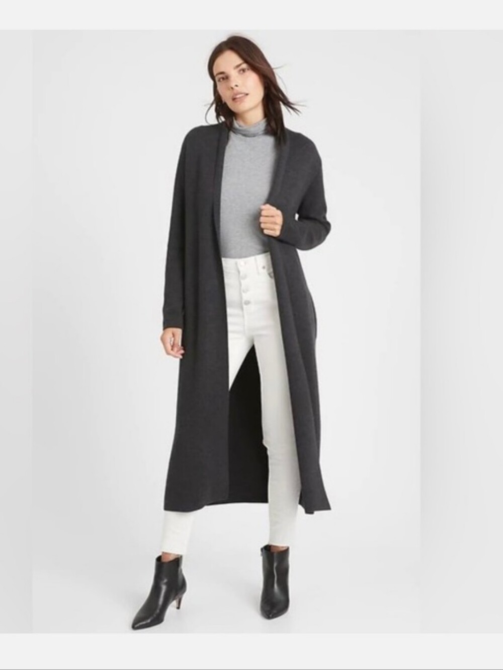 Banana Republic Black Longline Open-Front Sweater Cardigan
